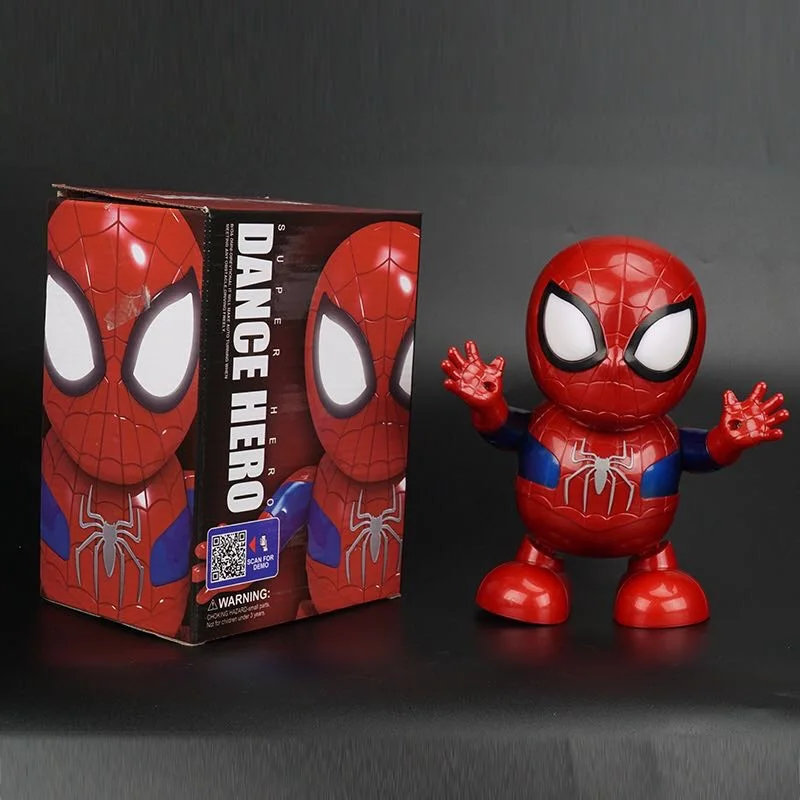 

In stock Superhero Electronic Dance Iron Man Hulk Robot Anime Figures Singable Danceable Led Light Spiderman Toy Kid Gift