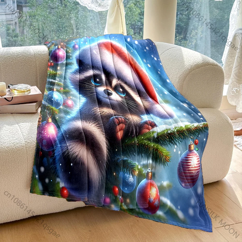 Christmas Ornaments and Festive Elements Pattern Blanket Flannel Material Soft Warm for All Seasons Home Outdoor Camping Picnics 6