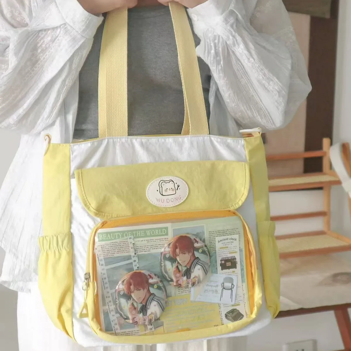 

HAEX Patchwork Women Ita Bags 2025 Dopamine Light Nylon Tote Bag Y2K Desigenr Casual Lolita Girls Crossbody Shoulder Bolso Mujer