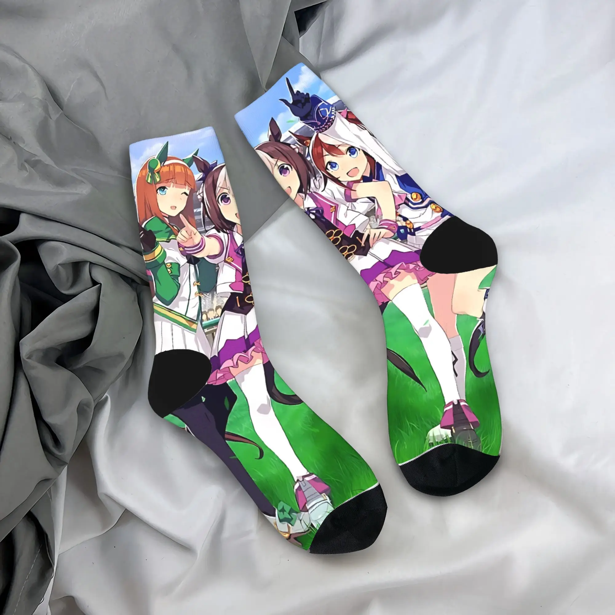 Uma Musume Pretty Derby Anime Socks  Non Slip Stockings Women Men Comfortable Running Socks Autumn Elegant Pattern Socks