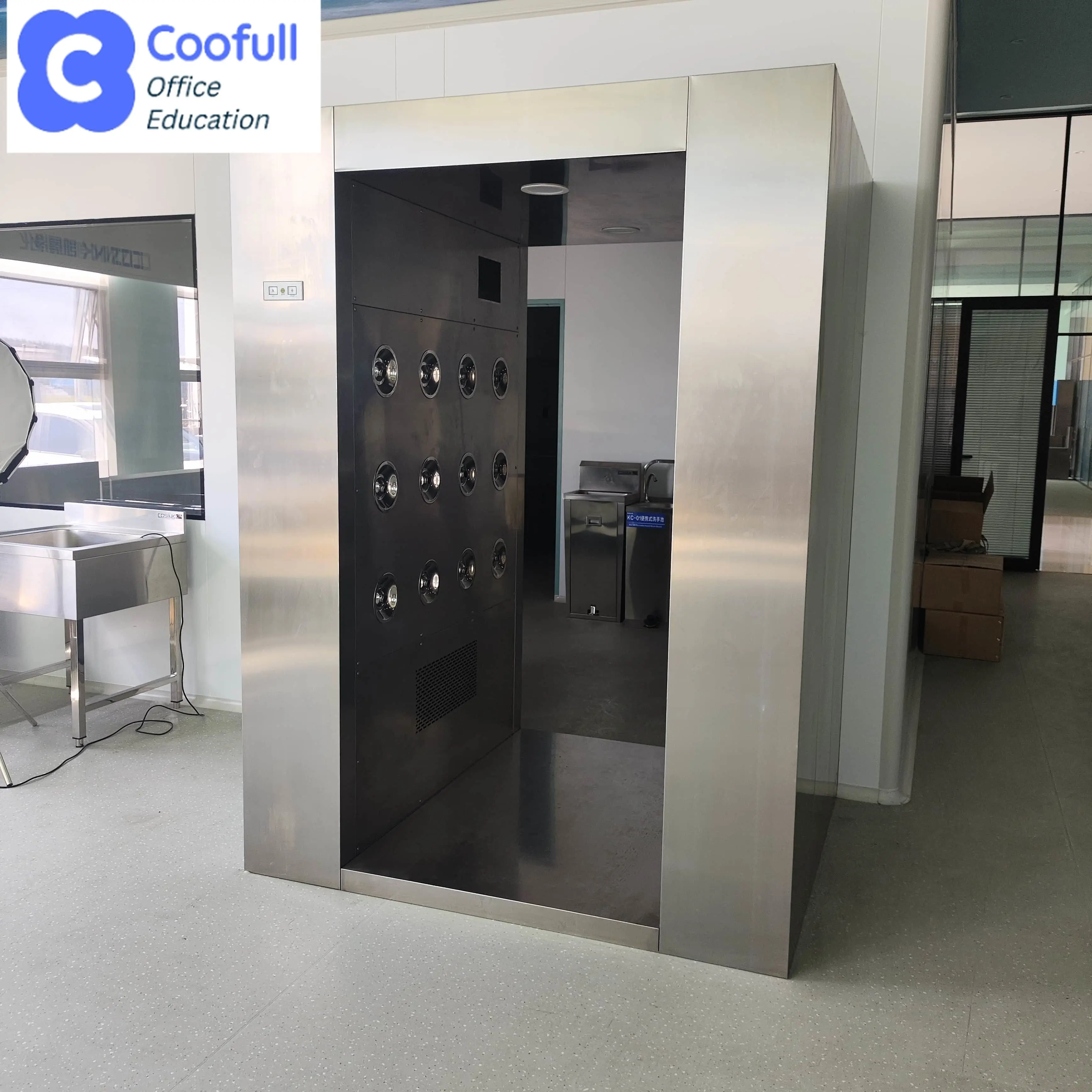 COOFULL Food Grade Stainless Steel Air Shower Tunnel, Custom Size Personnel Air Shower for Central Kitchen & Slaughterhouse