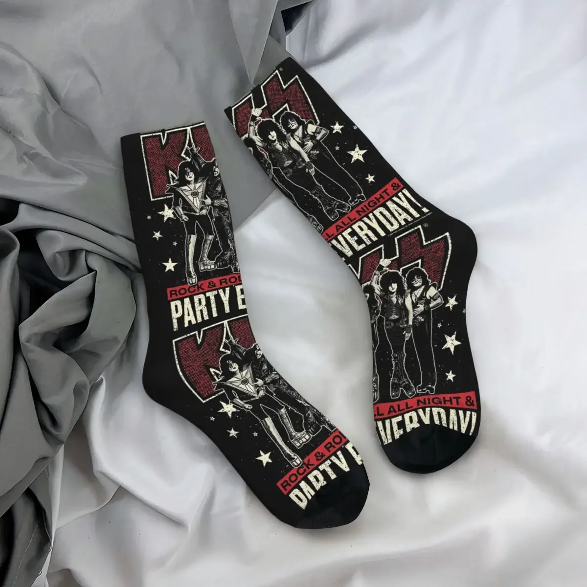 Kiss - Rock And Roll All Night & Party Everyday ! Socks High Quality Stockings All Season Long Socks for Man's Birthday Present