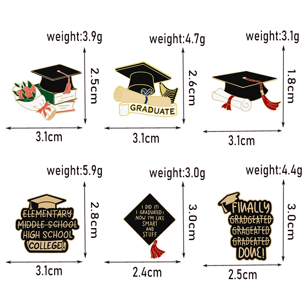 School Graduation Season Enamel Brooches Creative Flower Bachelor\'s Hat Graduated Lapel Pin Badge Students Friends Jewelry Gifts