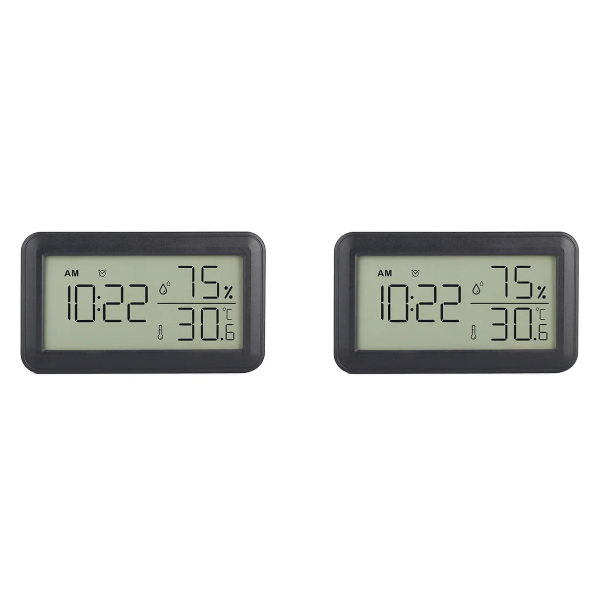ABUL-2X Thermometer Hygrometer Indoor With Alarm Clock, LCD Digital Thermometer, For Room, Living Room, Wine Cellar (Black)