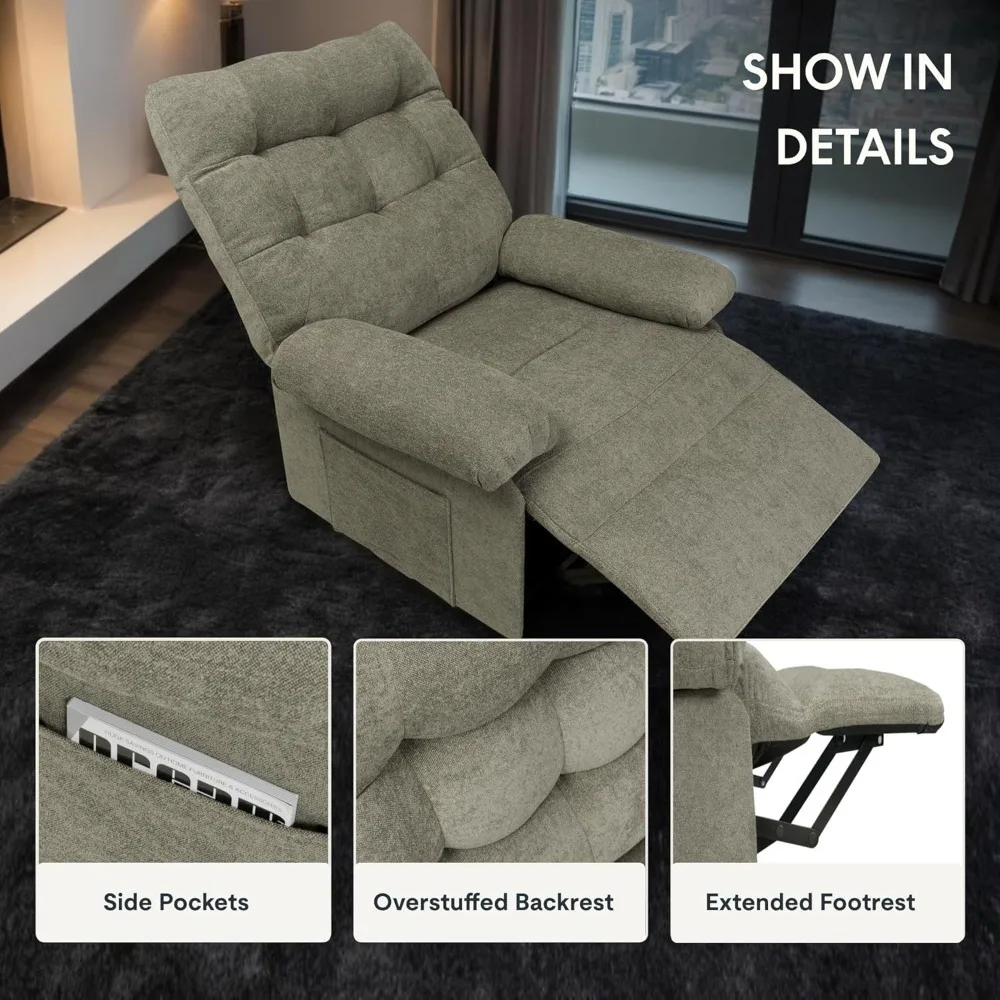 Dual Motor Power Recliner Chair - Independent Foot&Backrest Control, Electric Reclining Sofa w/Infinite Position ,1 Seater