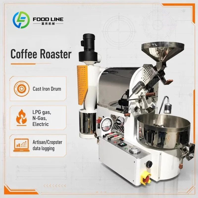 Automatic 6kg Coffee Roasting Machine with Cast Iron Double Layer Drum 6kg Coffee Bean Roaster