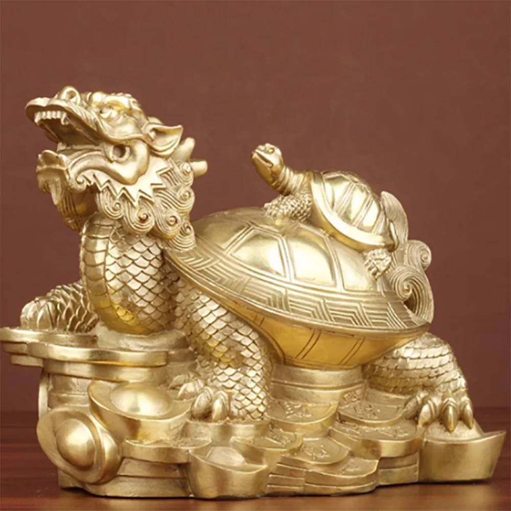 Pure Copper Dragon Turtle Bagua Turtle Mother and Child Dragon Turtle Home and Office Chinese Crafts Decoration