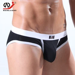 Ropa interior Sexy para hombre, calzoncillos de algodón con agujero frontal, bolsa para pene separada, abiertas Wangjiang Bragas, Tanga negro y blanco