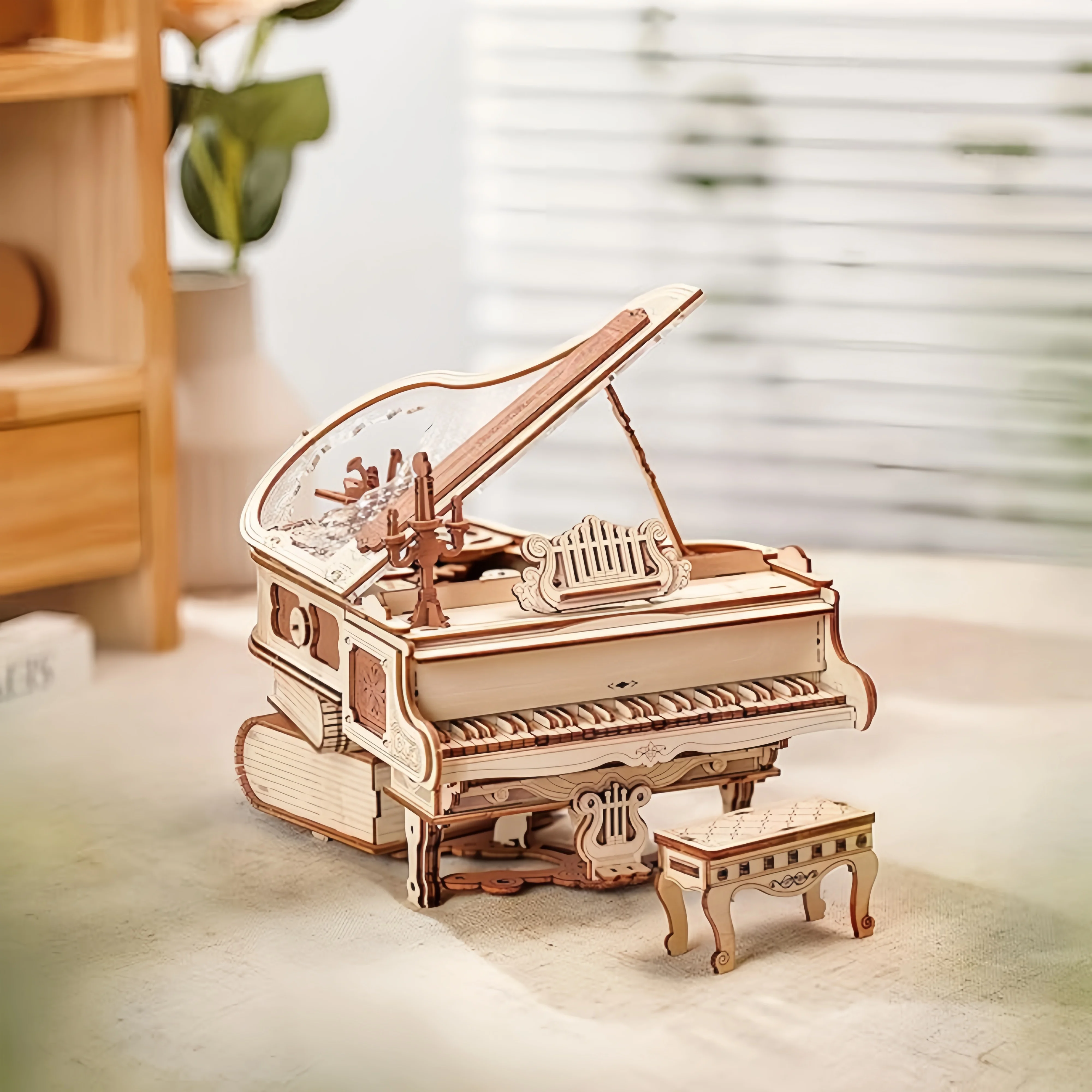 223PCSAdult 3D Wooden Puzzle Piano Model Kit 1:20 Scale Architectural Puzzle Wooden Music Box Prezent urodzinowy Zabawki dla kobiet