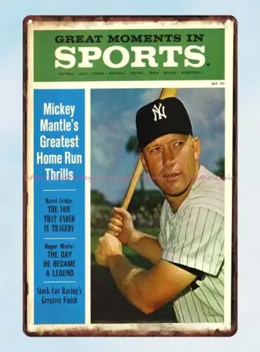 accent wall art ts In Sports Magazine w Mickey Mantle on Cover tin sign