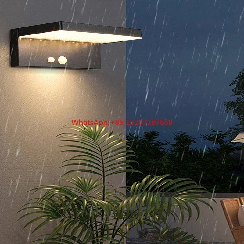 LED Solar Light Outdoor Garden Square Wall Lamp Outdoor Courtyard Garden Motion Sensor Fence Lighting Wall Decoration Lamp