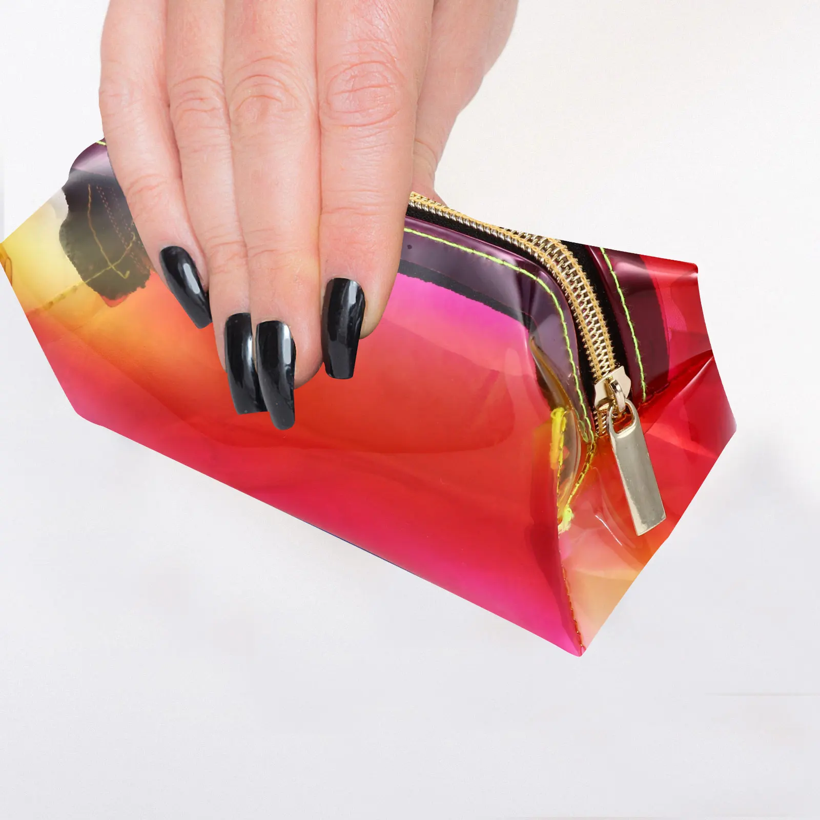 Bolsa transparente portátil de Tpu de gran capacidad, organizador de maquillaje, almacenamiento de viaje para mujer, soporte para brochas