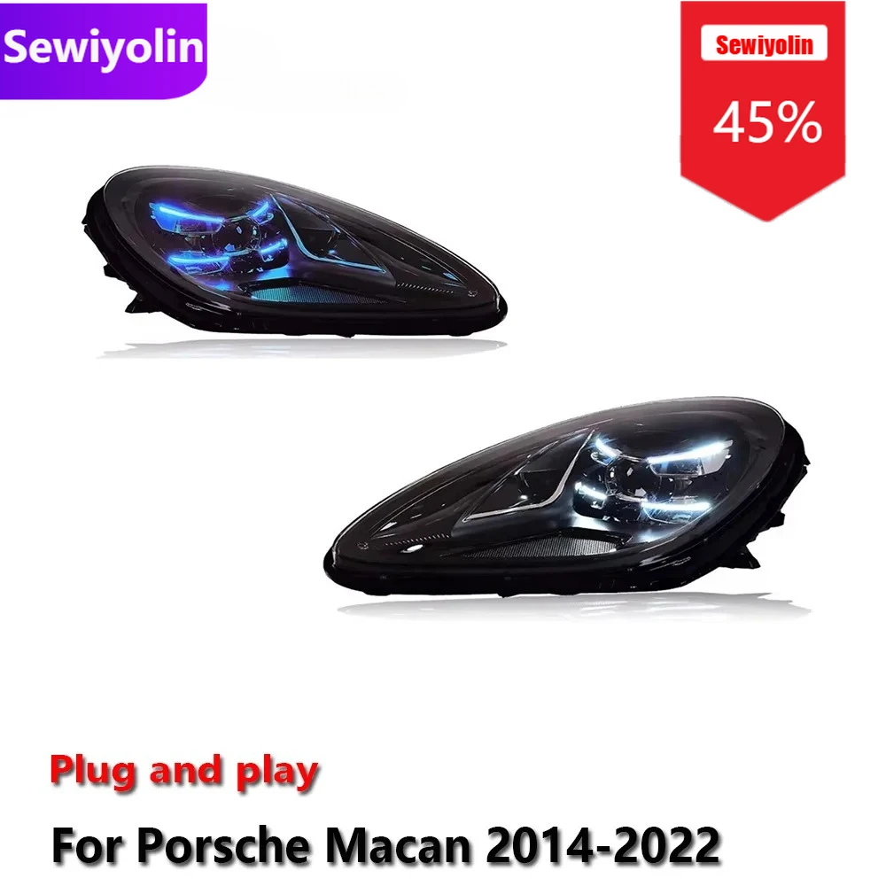 

Автомобильные светодиодные фары DRL в сборе для Porsche Macan 2014-2022, противотуманные фары DRL, стоп-сигнал поворота Plug and Play