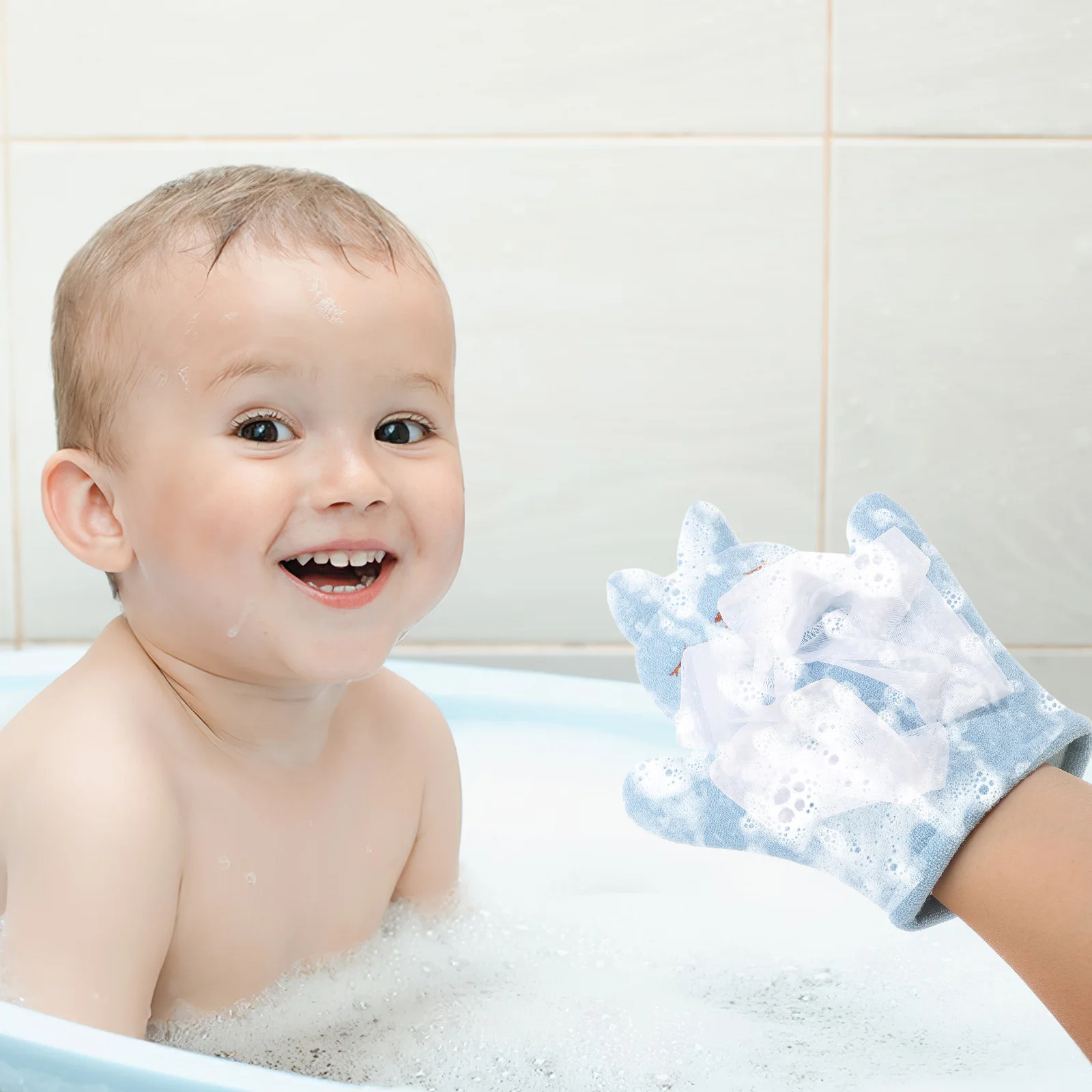 

Double-Sided Baby Bath Mitt Cartoon Rabbit Shape Soft Washcloth Glove Baby Wash Mitt Toddler Bath Gloves Shower Scrubbing Gloves