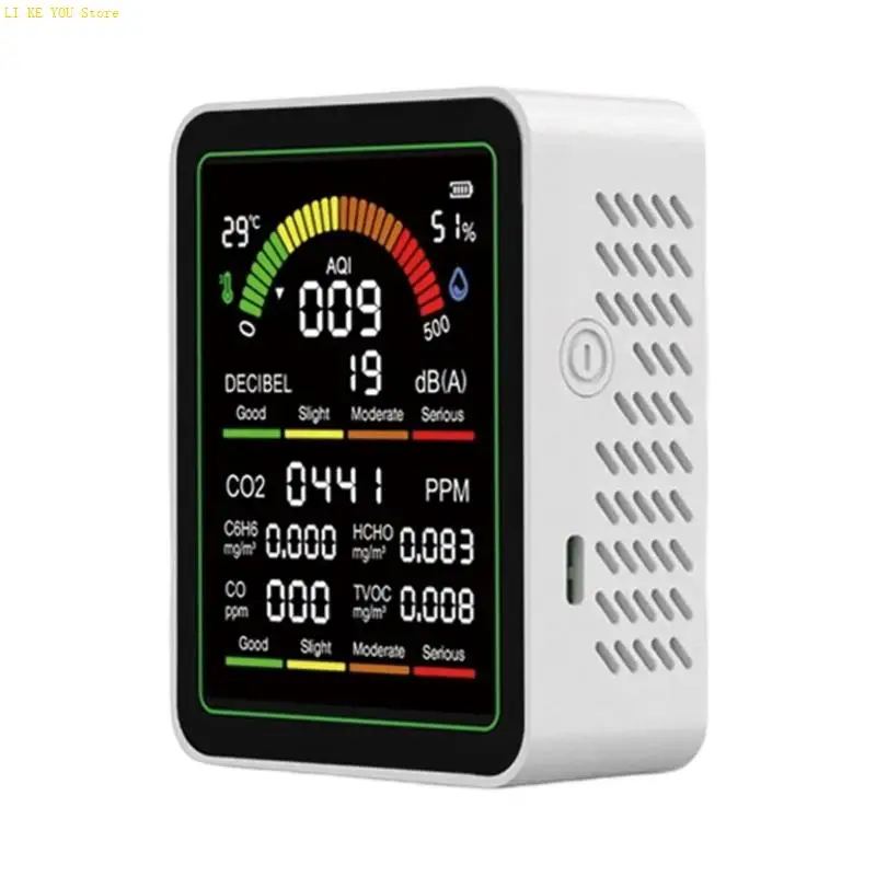 W3JE High Precisions CO2 Meter 9 Functions Including CO CO2 C6H6 Formaldehyde TVOC Noise And Temperature Humidity Sensors