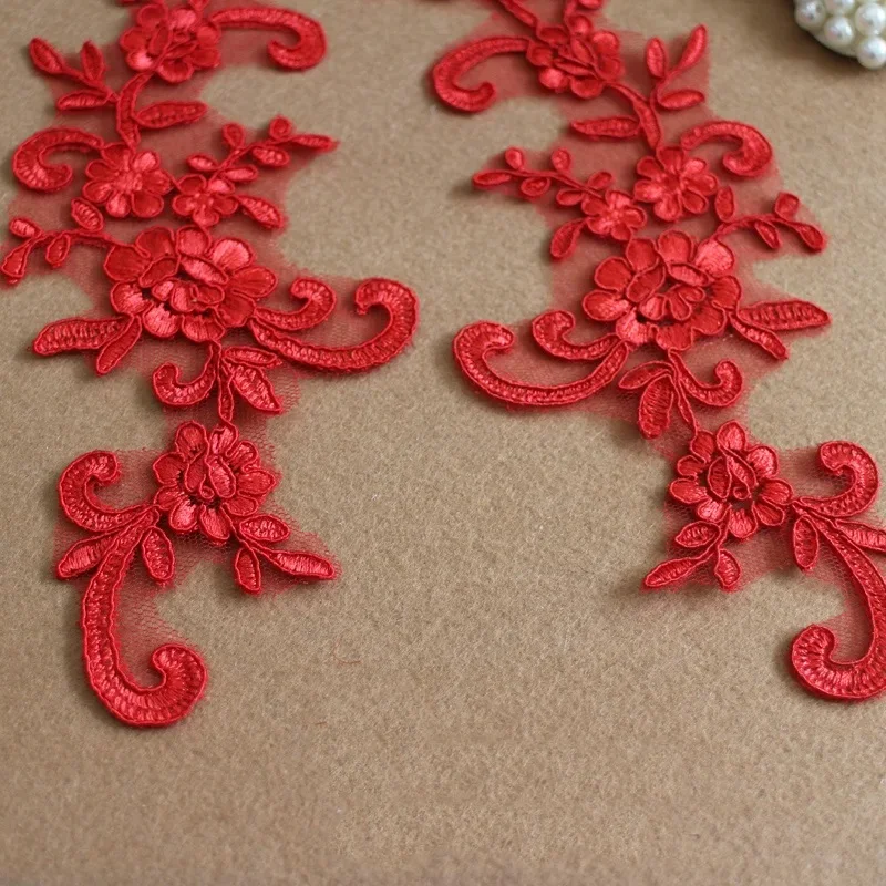 6PC 25*9cm Weiß Brautkleider Spitze Applikation Zubehör Stickerei Spitze Applikation Stoff DIY Spitzenbesatz – Detail 11