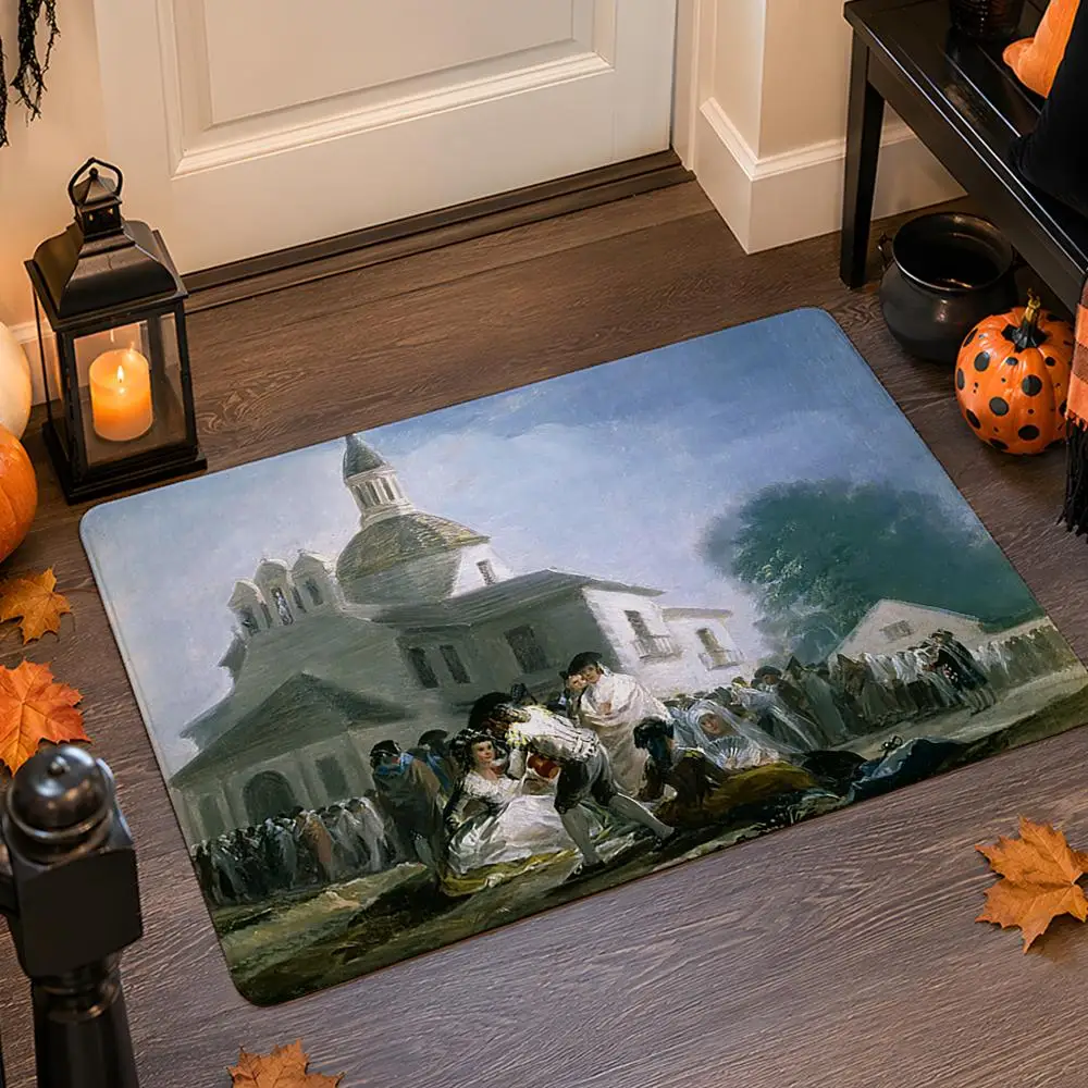 Spain Francisco Goya Art Floor Mat Flannel Rug Non Slip Absorbent Soft Washable For Entryway Hallway Bathroom Kitchen Decor
