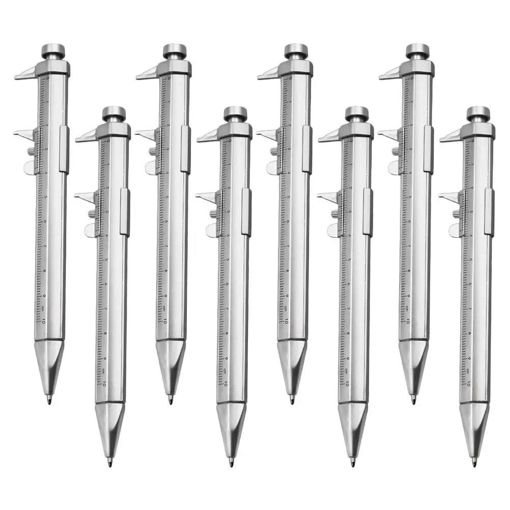 

8Pcs Plastic Ruler Ballpoint Pen Vernier Caliper Style Multi-Use Pen with Accurate Scale for Students Teachers School Office