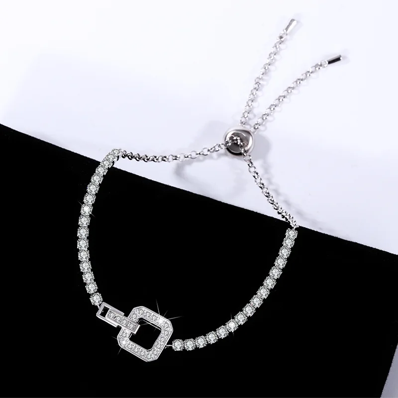 

Women's PT950 Platinum Moissanite Bracelet - Square Clasp Design, Light Luxury Style for Elegant Temperament