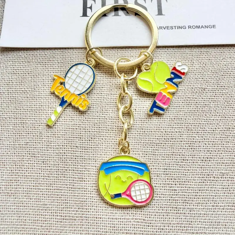 Mini Keychain Tennis Party Favors Tennis Ball Key Ring Tennis Bag Pendant Sports Keychain For Boys Girls School Carnival Reward