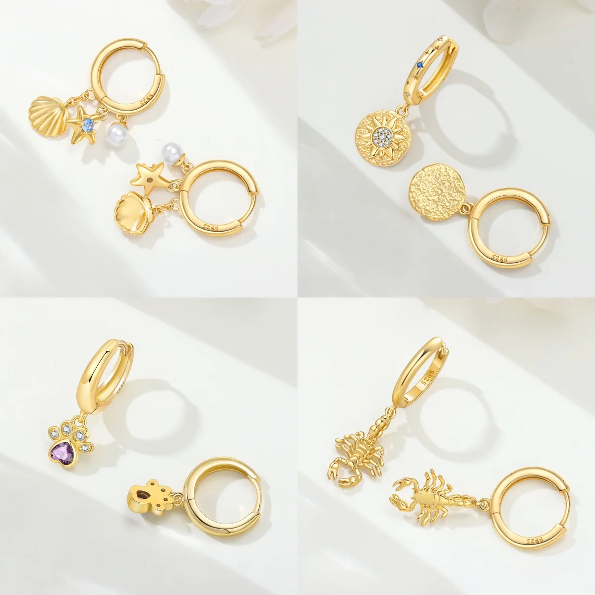 MISEFF S925 Sterling Silver Earrings Exquisite 18K Gold-Plated Earrings Original Fashion Jewelry Birthday Gift For Women