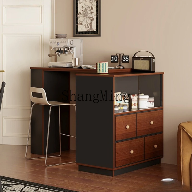 

SM retro retractable dining table office integrated household small apartment kitchen partition side cabinet