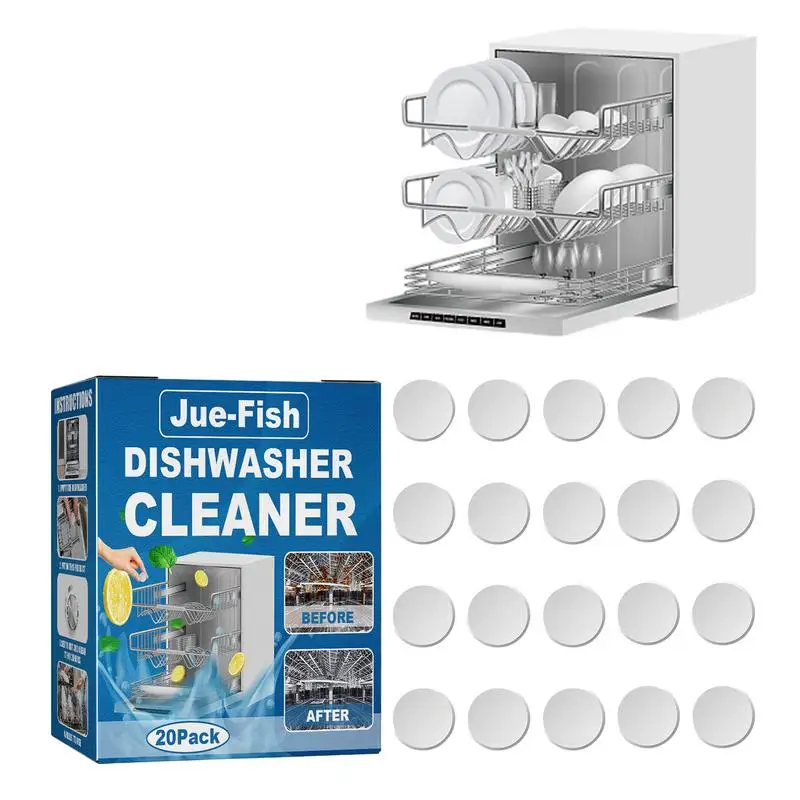 Natural Dishwasher Cleaner 20 Pack Deep Cleaning Descaler Washing Machine Descaler Deep Cleaning Tablets 20 Tablet Combo