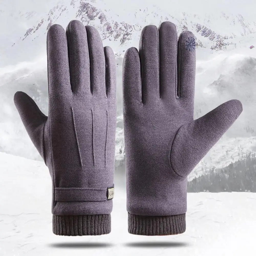 Guantes de ciclismo para hombre, manoplas simples de forro de felpa, talla única, de dedo completo, para senderismo, 1 par