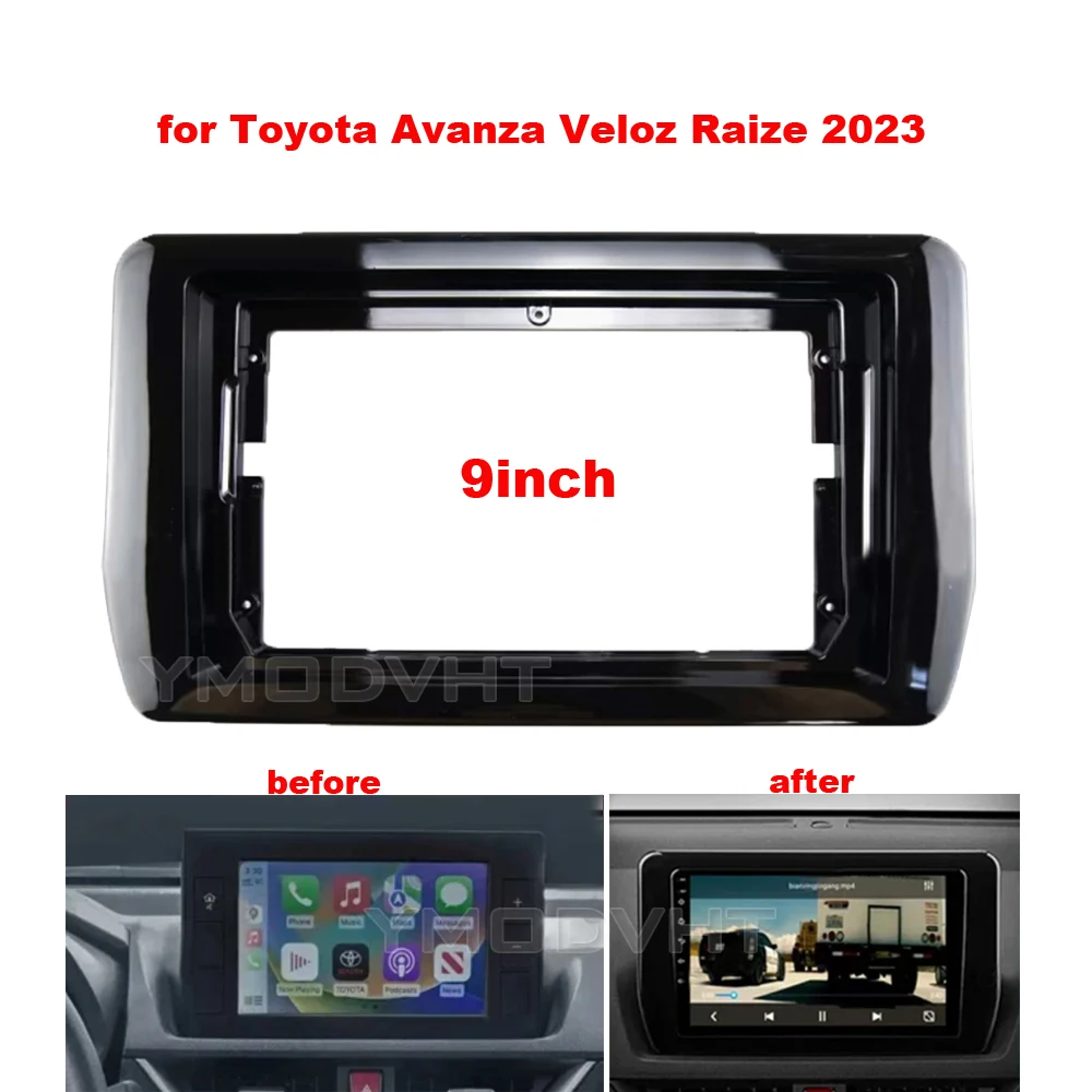 9inch Car Radio Fascia for Toyota Avanza Veloz Raize 2023 DVD Stereo Frame Plate Mounting Dash Installation Bezel Trim Kit