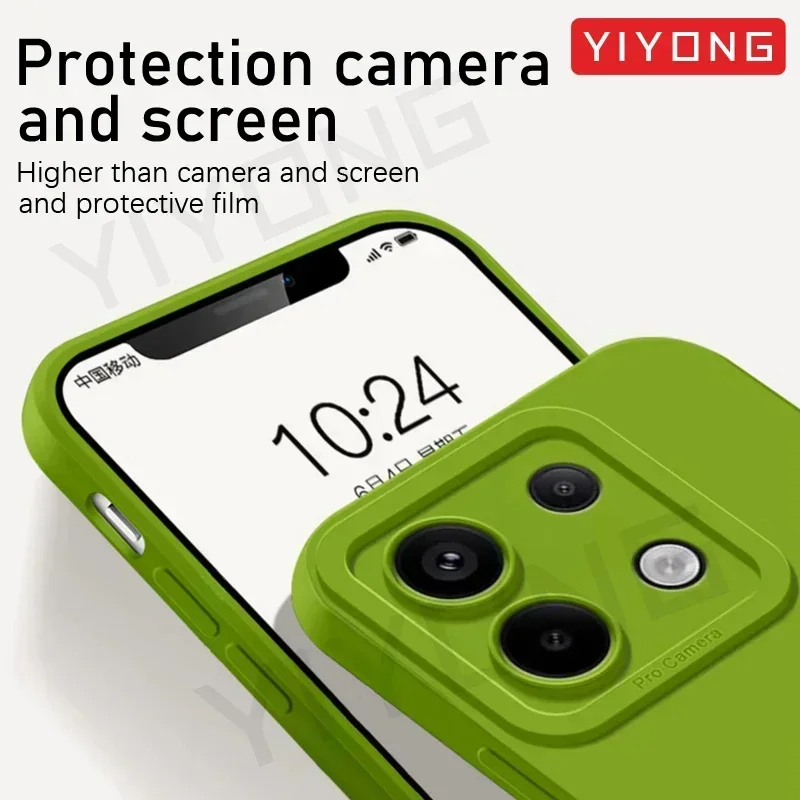 For Redmi Note13 Pro YIYONG Square Liquid Silicone Soft Cover For Xiaomi Redmi Note 13 12 14 Pro Plus 5G Xiomi Note12 Turbo Case