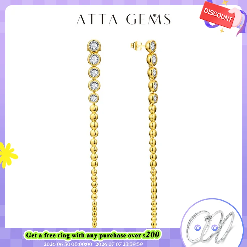 

ATTAGEMS 2024 Luxury Diamond Moissanite Drop Earrings for Women Orginal S925 Sterling Silver 18k Plated Wedding Jewelry Travel