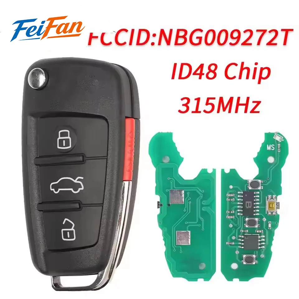 

FeiFan Flip Remote Control Car Key 4BTN 315MHZ ID48 FCCID NBG009272T for Audi A2 A3 A4 A6 A8 TT Quattro S3 S6 S8 Q7 R8 S5 RS4