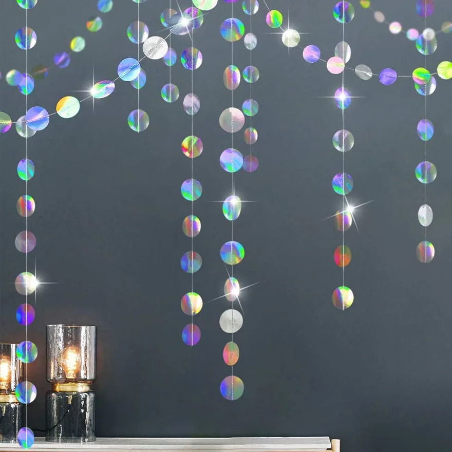 3M Holograficzny Okrąg Ramadanowy Błyszczący Oceaniczny Bąbelkowy Iridescentny Okrągły Baner Streamer Eid Mubarak Disco Uroczystość Ukończenia Szkoły Ślub Urodziny