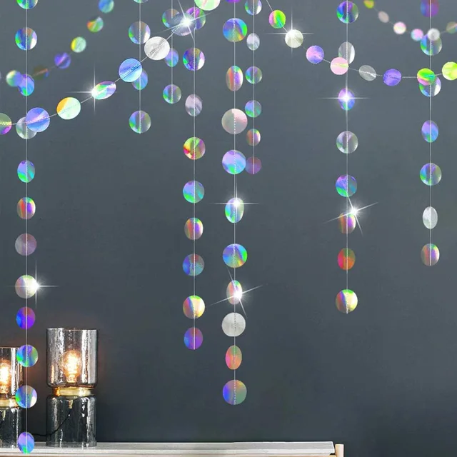 3M Holograficzny Okrąg Ramadanowy Błyszczący Oceaniczny Bąbelkowy Iridescentny Okrągły Baner Streamer Eid Mubarak Disco Uroczystość Ukończenia Szkoły Ślub Urodziny