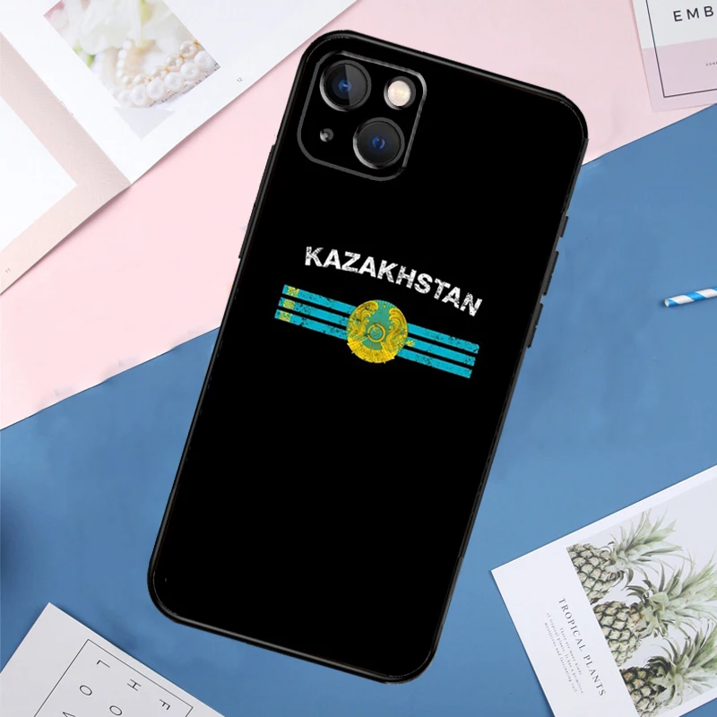 Kazakhstan Flag Soft Case For iPhone 14 13 11 12 15 16 Pro Max Mini X XR XS Max Plus Full Cover