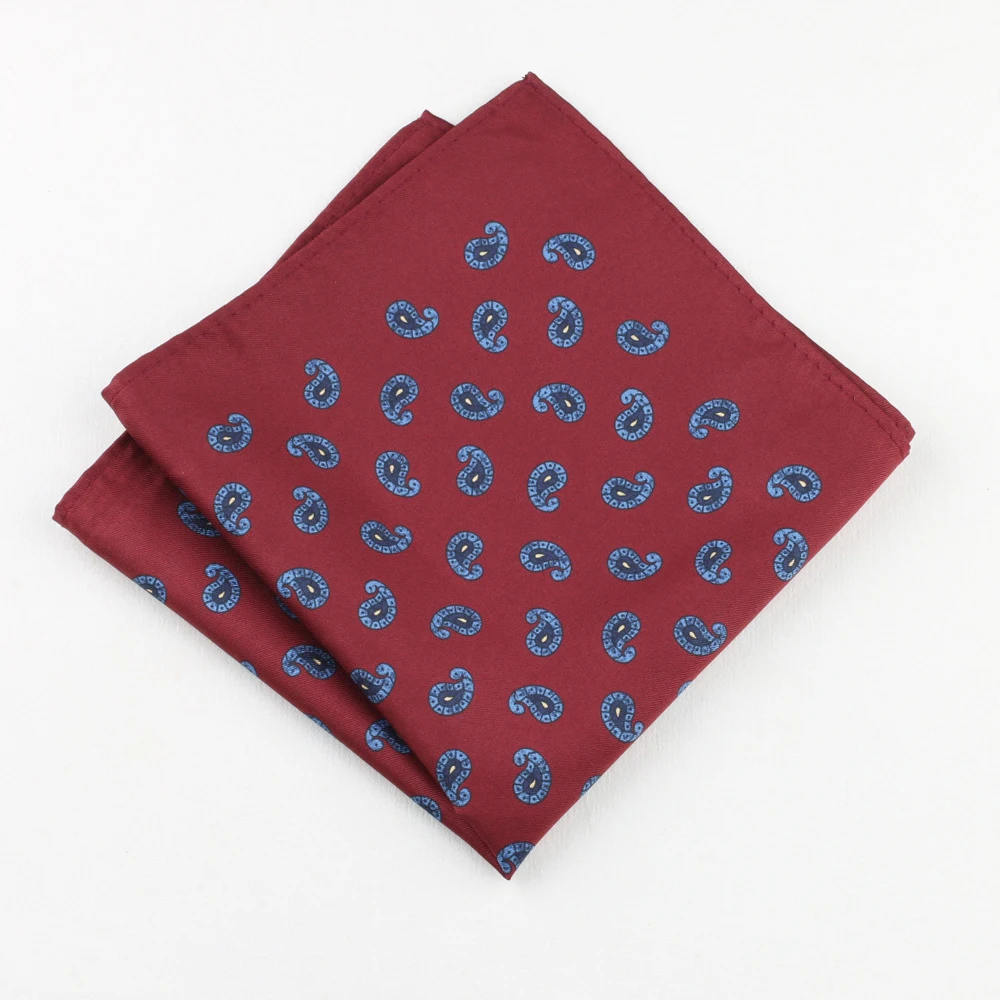 ผ้าเช็ดหน้าขนาดใหญ่ 27 ซม. สำหรับผู้ชาย สวมใส่กับชุดสูท เสื้อเชิ้ต ผ้าเช็ดหน้าแบบเป็นทางการ ลายดอกไม้สไตล์วินเทจ พิมพ์ลายเพสลีย์ ผ้าไหมเนื้อนุ่ม ใช้เป็นผ้าพันคอหรือกระเป๋า