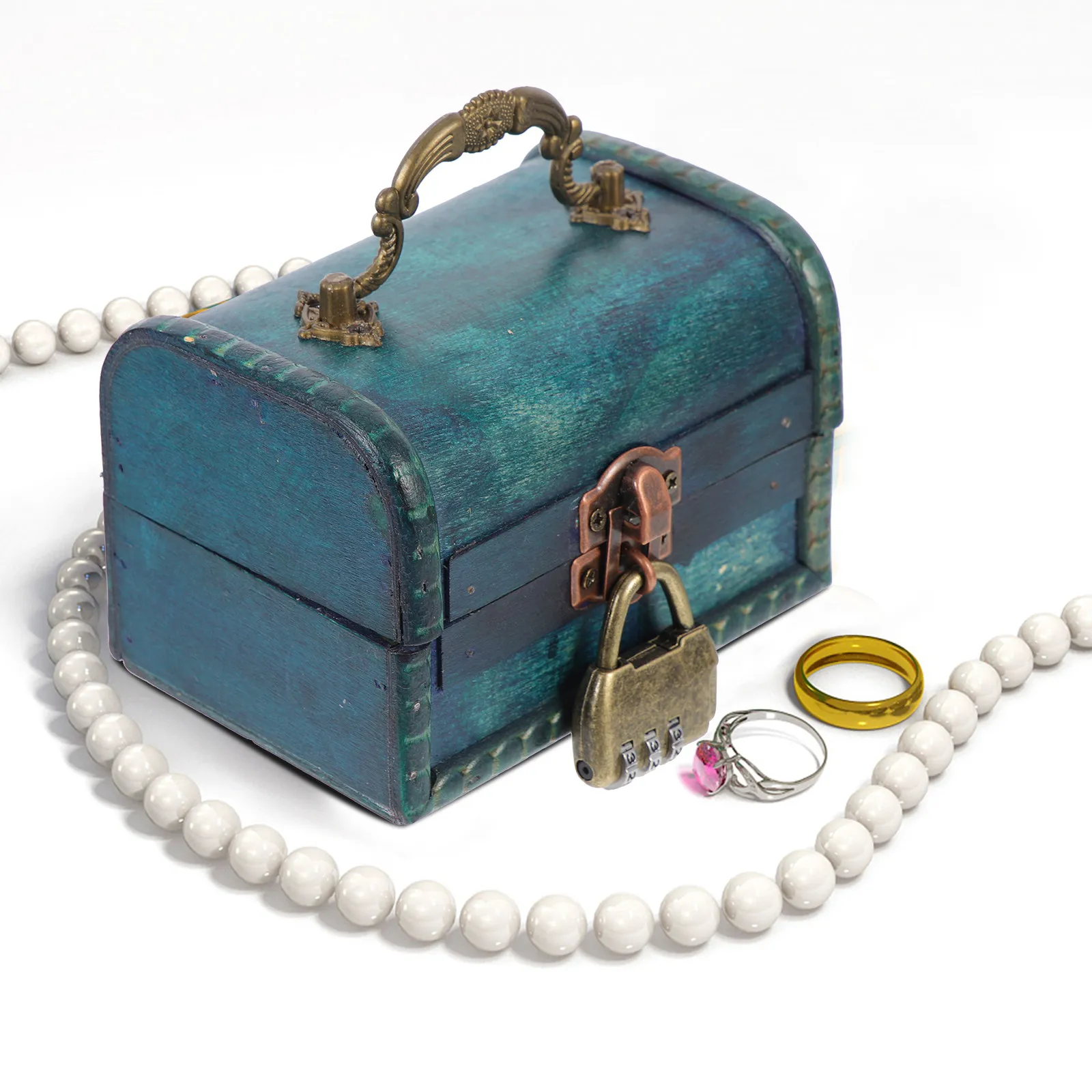 

Wooden Vintage Jewelry Box Retro Jewelry Organizer Storage Case for Rings Earrings Necklaces Home Decor Trinket Box