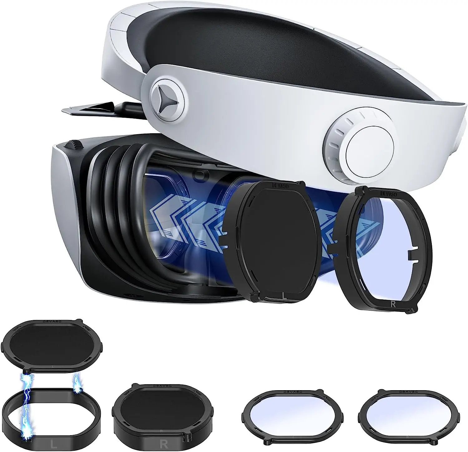 Lens Protector Cover Kit for PSVR2, Glasses Spacer Anti-Scratch Ring with Blue Light Blocking Glasses Accessories for PS VR2