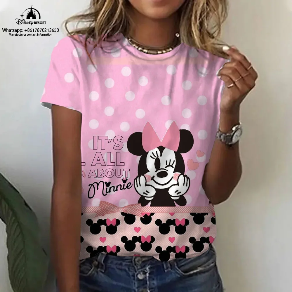 

Womens Mickey Minnie Graphic T-Shirt Summer Clothes Fashion Women Tops Cute Short Sleeve Printed T-Shirt Clothing T-Shirt