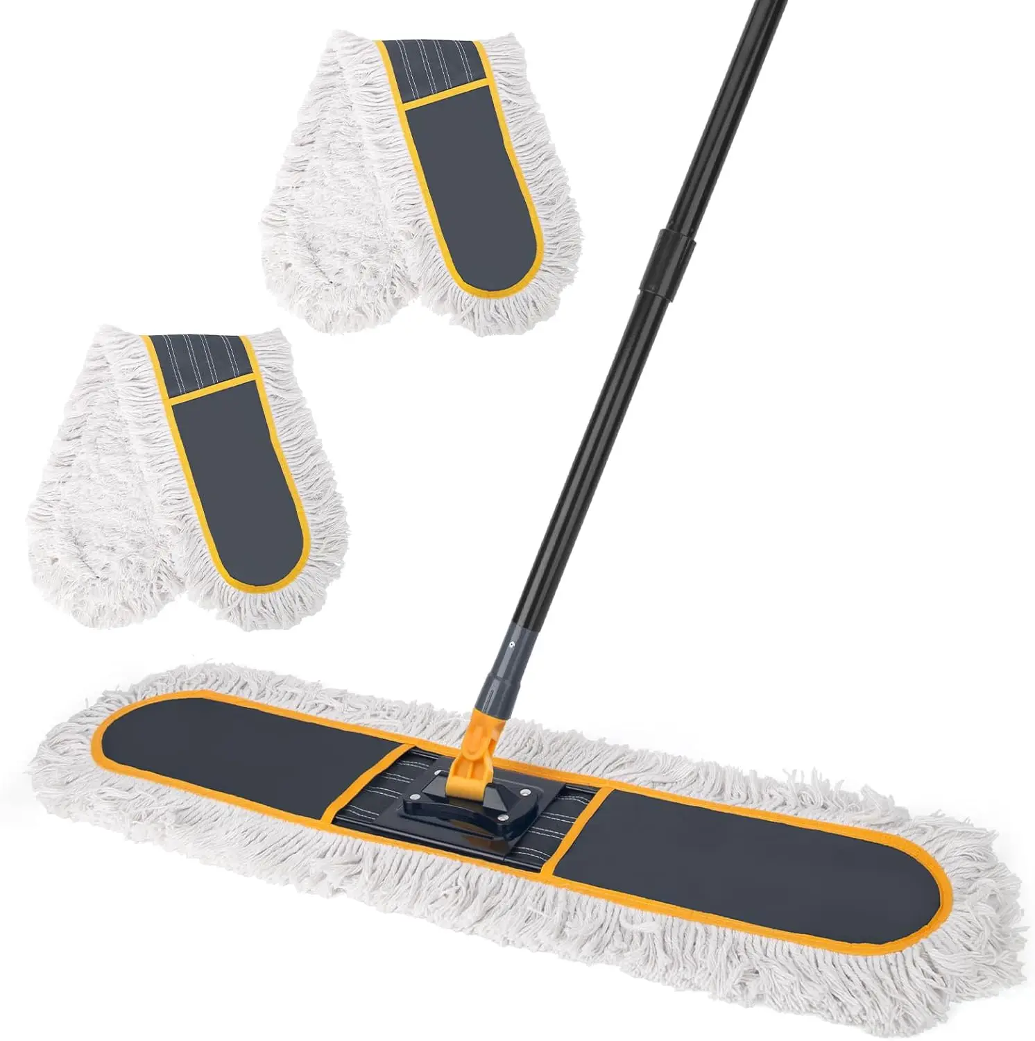 

36" Heavy Duty Floor Duster with 2 Replacement Heads, Wet Dry Sweeper for Hardwood Tile Concrete Garage Floors