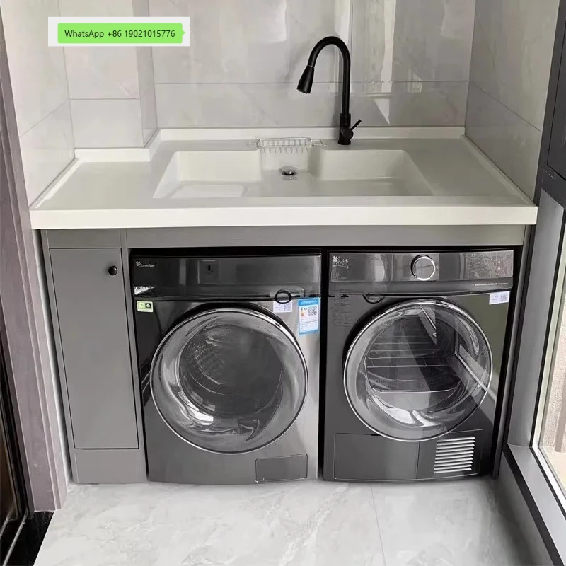 HJ honeycomb aluminum balcony cabinet large pool washboard washing machine integrated combination corner cutting wash basin