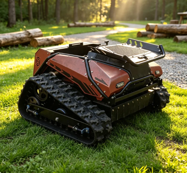 Remote Control Lawn Mower with Snow Blade Attachment for Winter Use Remote Control Lawn Mower