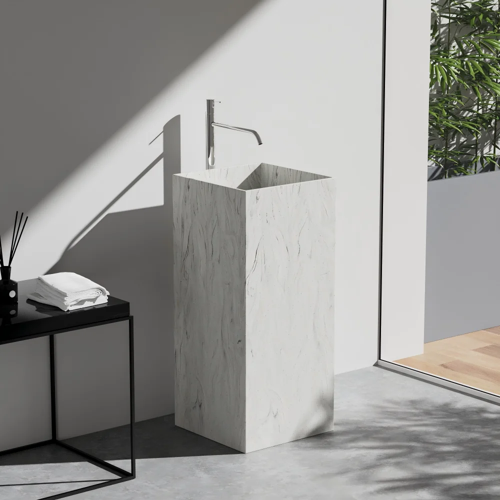 Potted Plants On StandsJestone Modern Pedestal Sink Acrylic Solid Surface Eco-Friendly 12L Capacity Water Resistant Easy Clean P