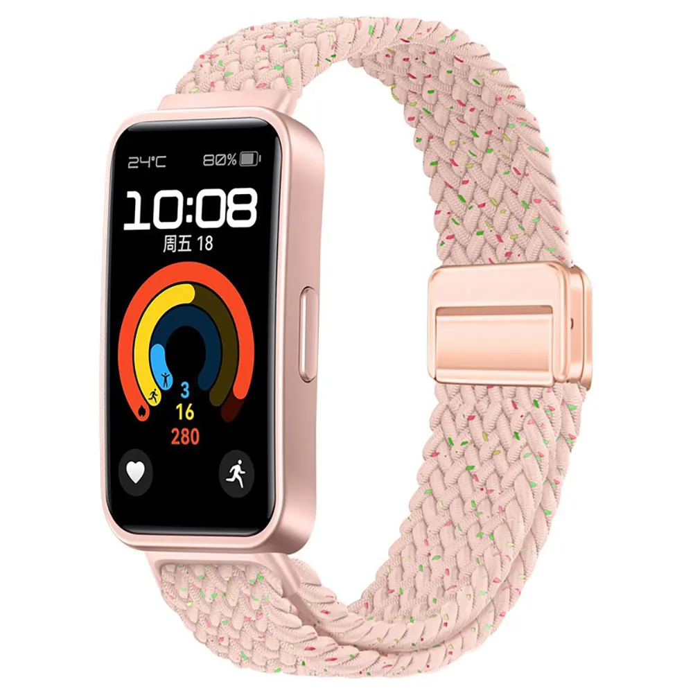 Pulseira de relógio de elasticidade de náilon para huawei banda 10 9 8 pulseira smartwatch banda snap magnético