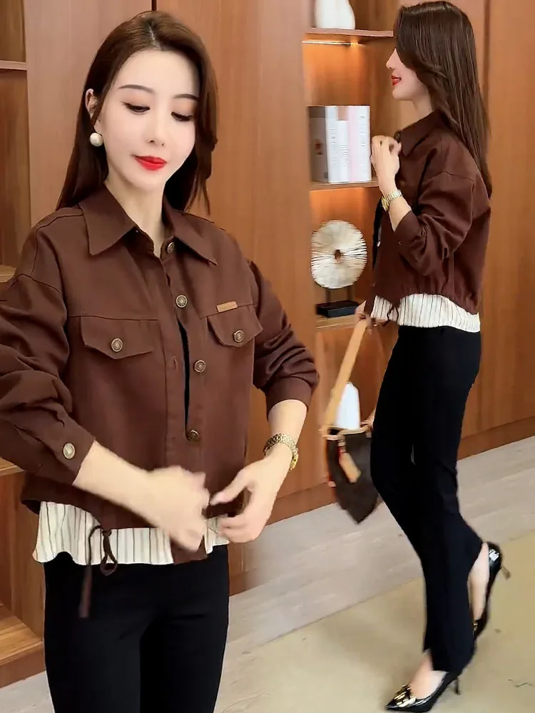 

Faionable ort Jaet Women's Spring Autumn New Korean Sle Versatile Design Breathable Long Sve irt for Young Girls