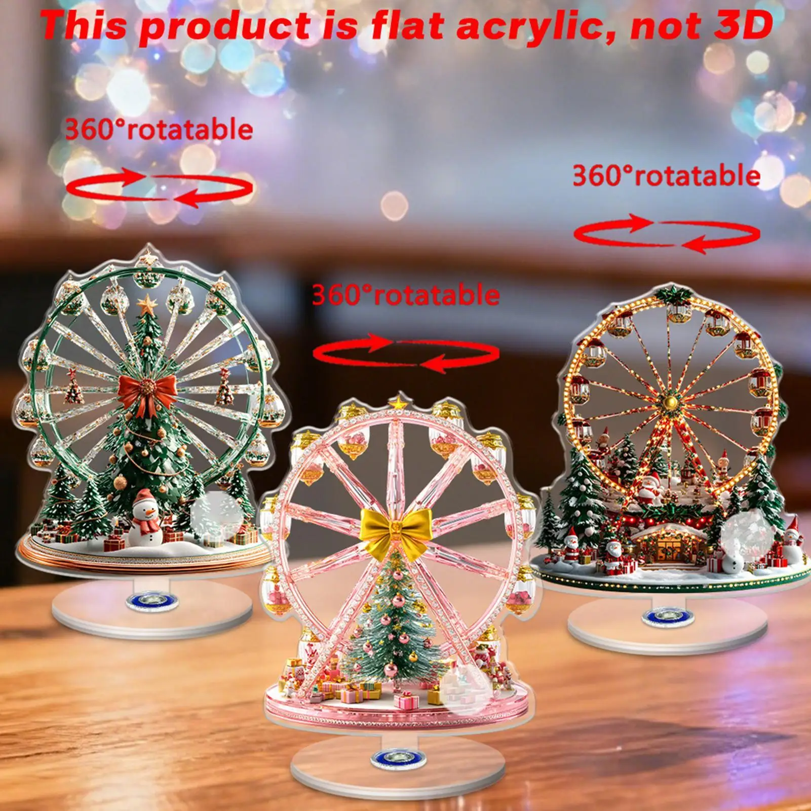 Christmas Table Decorations 2D Decorative Centerpieces Rotating Base Christmas Decorations For Table With Tree Design For Tiered