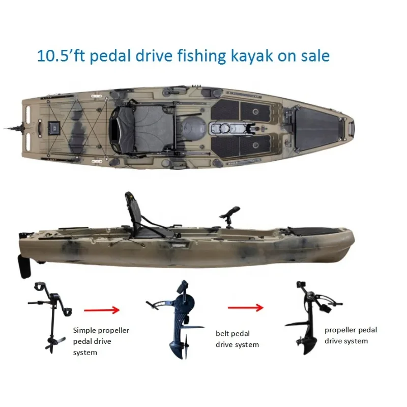 

Single Pedal Kayak for Fishing 3.2m Sit-On-Top Solo Foot Kayak with Pedals HDPE/LLDPE/PE Material for Rivers