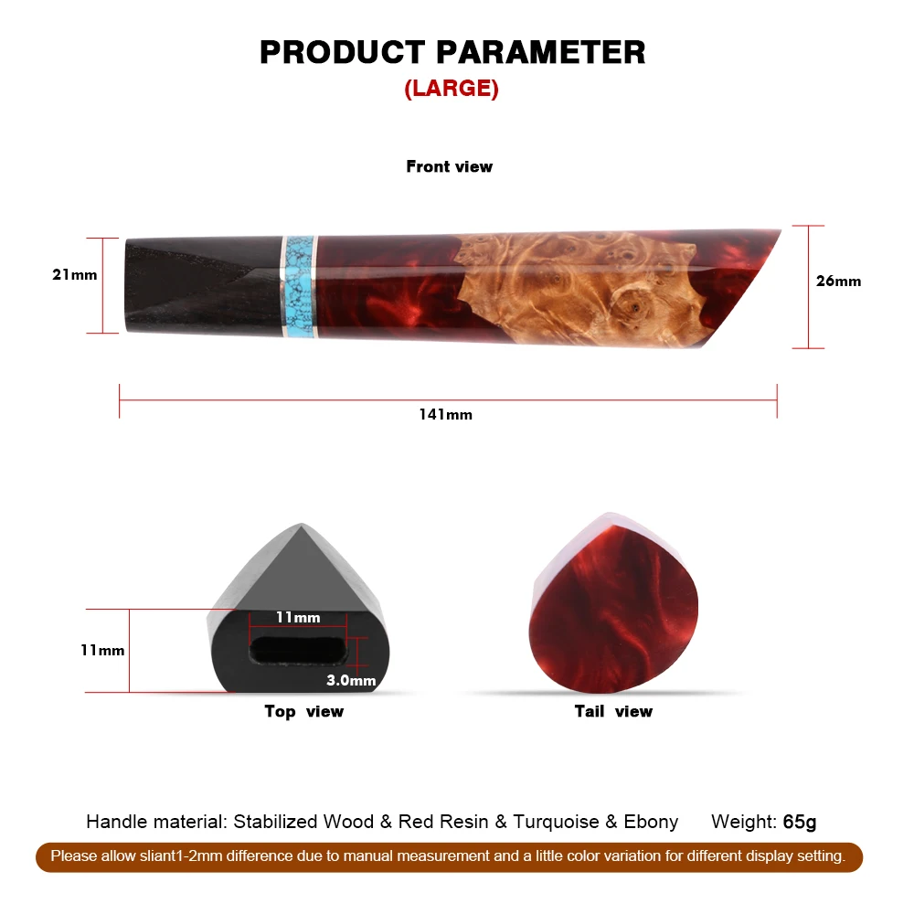 XITUO Luxury Damascus Steel Kitchen Knife Handle - Stable Wood and Red Resin Premium Handle DIY Knife Making Accessories