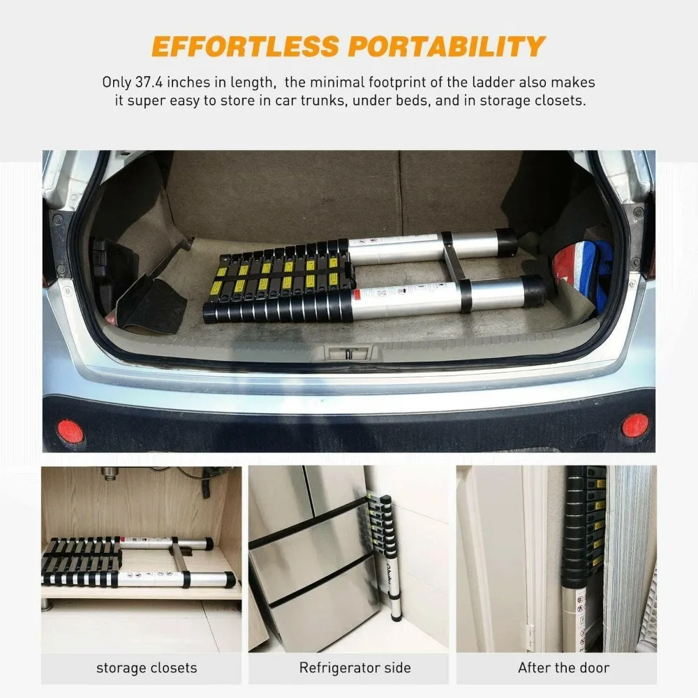 Telescoping Ladder - 16FT Portable, Lightweight, Folding, Multi-Purpose - Anti-Slip, 330lb Capacity