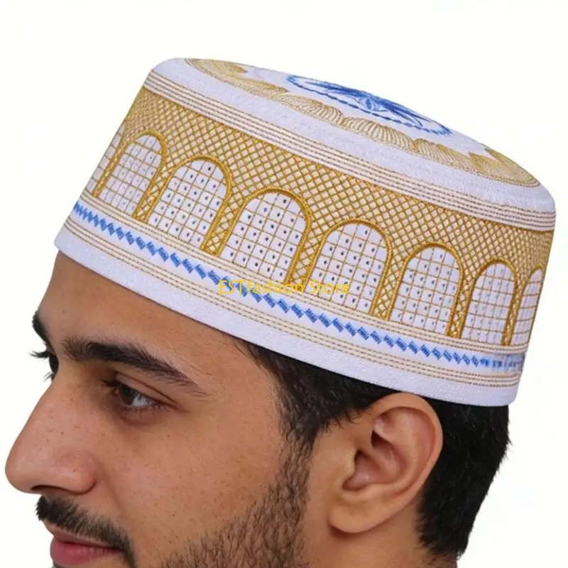 Y5GC Artistic Embroidery Pattern Hui Cap Breathable And Easy To Clean Polyester